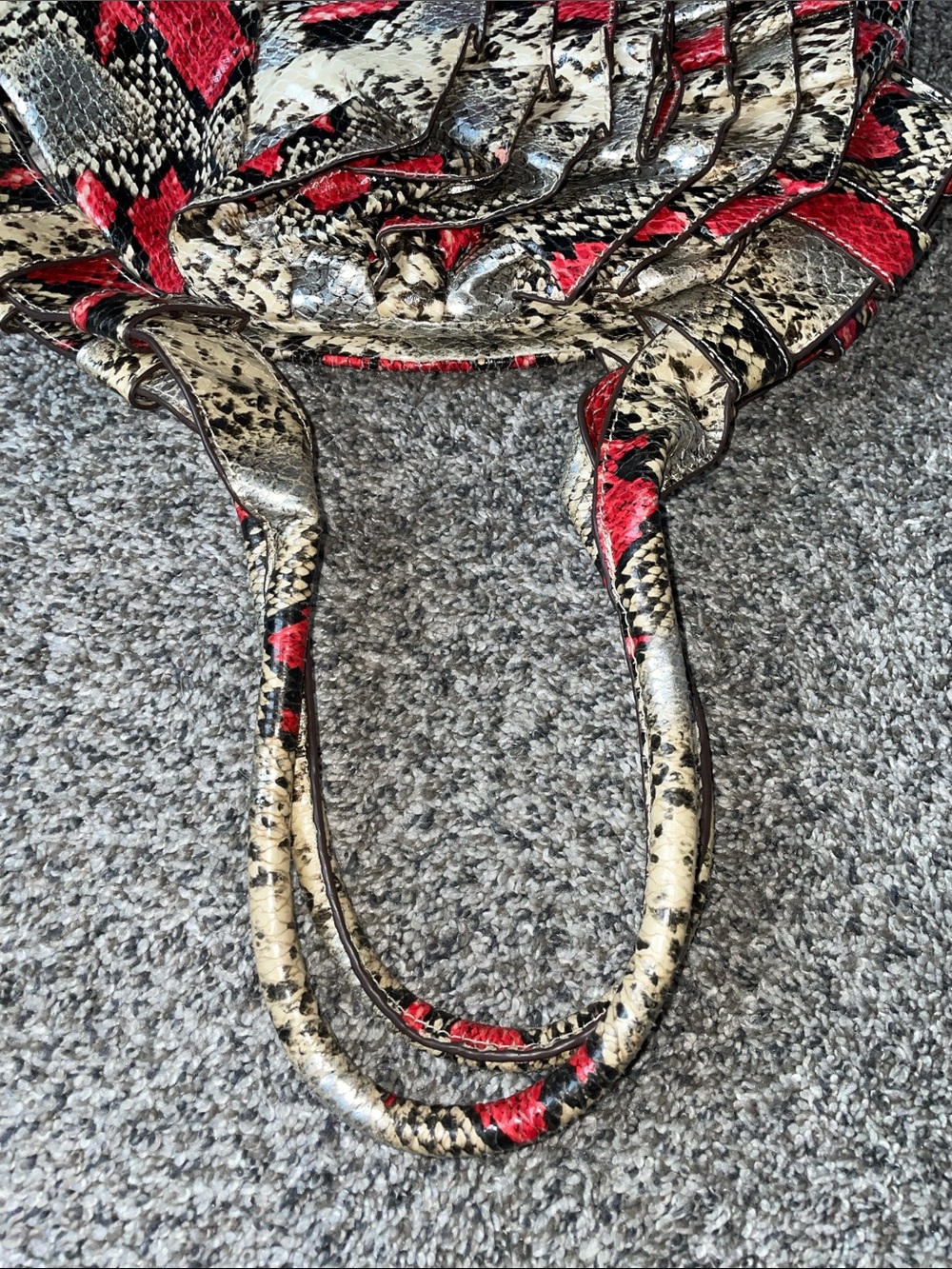 Snake-Print Red & Cream Women’s Tote - Picture 4 of 4